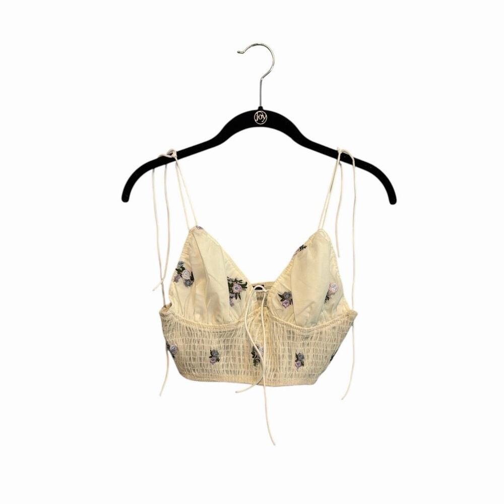 Forever 21 Cropped Embroidered Floral Top Adjustable Straps size Medium